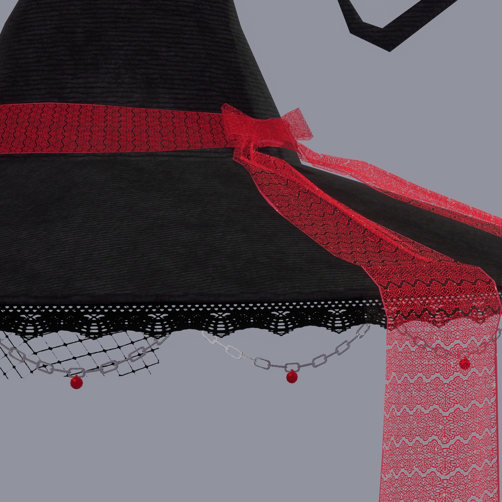 レースチェーンゴシック魔女の帽子【VRChat想定】