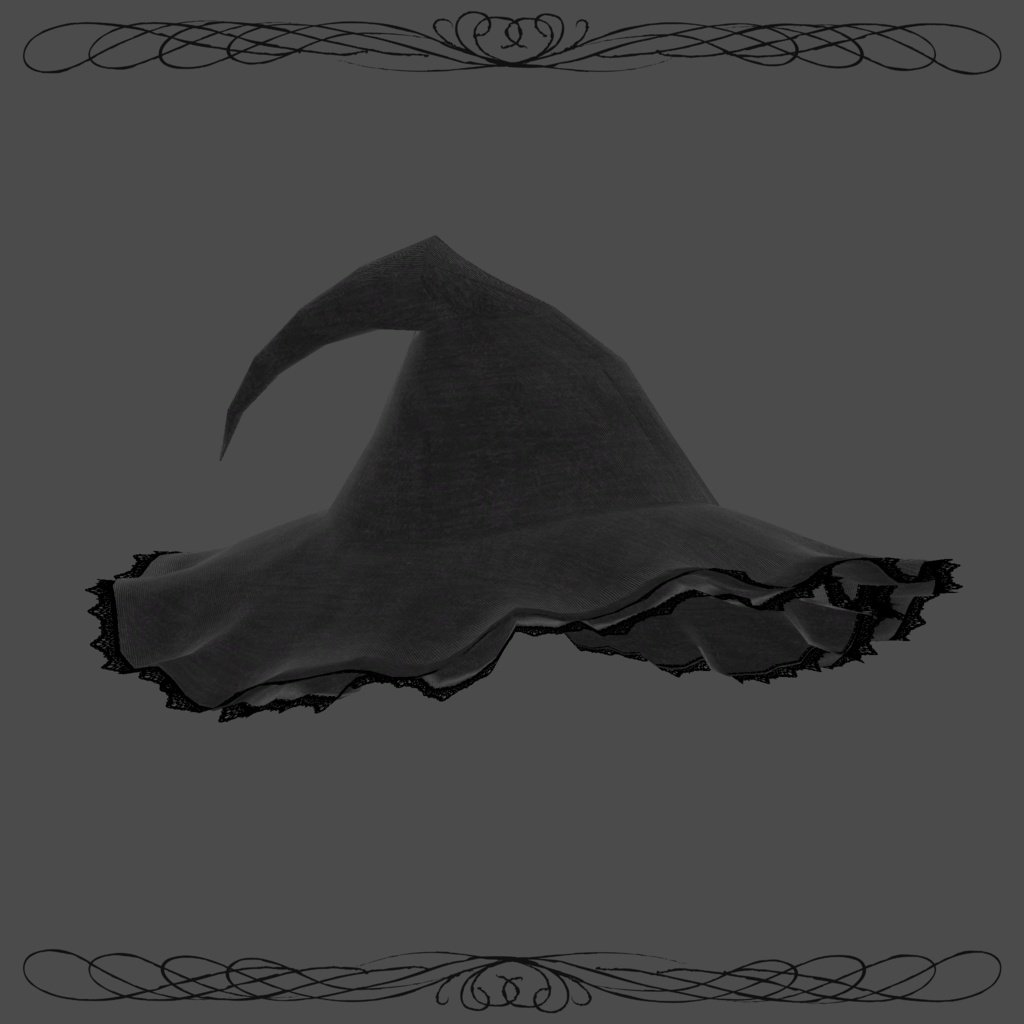 ベロアレース魔女の帽子【VRChat想定】