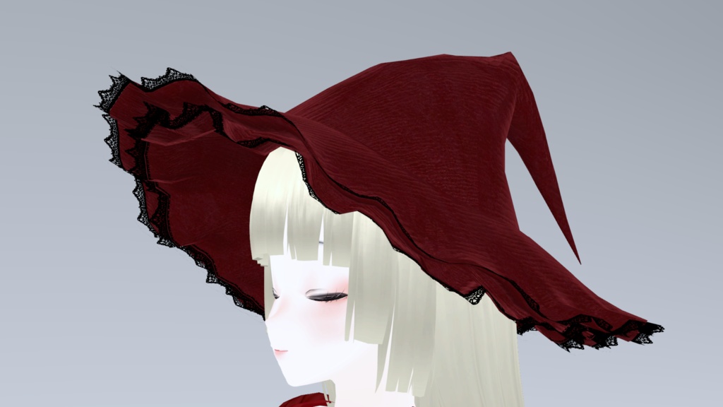 ベロアレース魔女の帽子【VRChat想定】