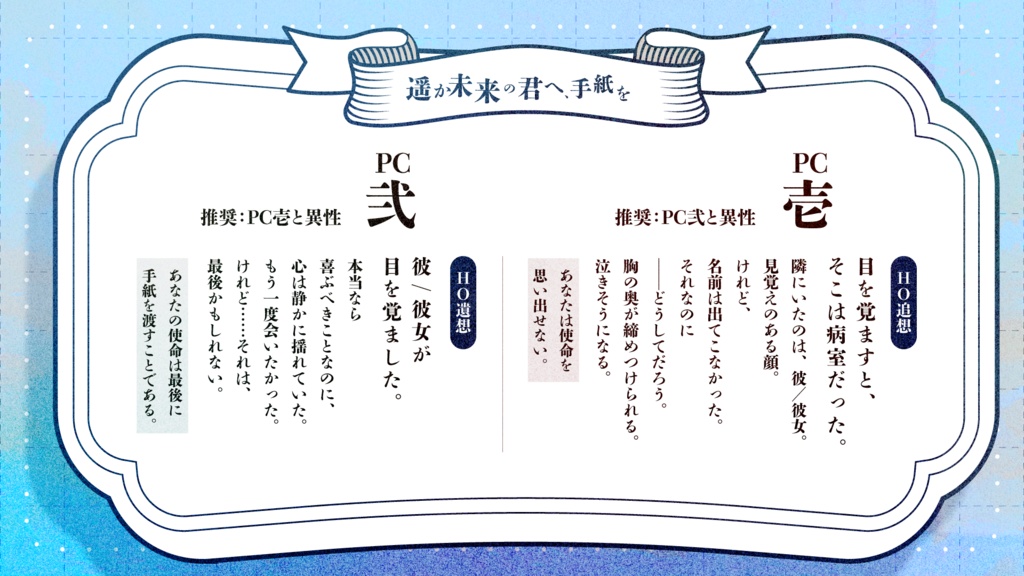 【シノビガミ】遥か未来の君へ、手紙を