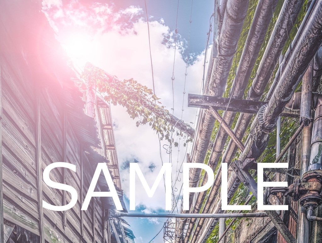 額装写真 廃工場の夏-路地裏-