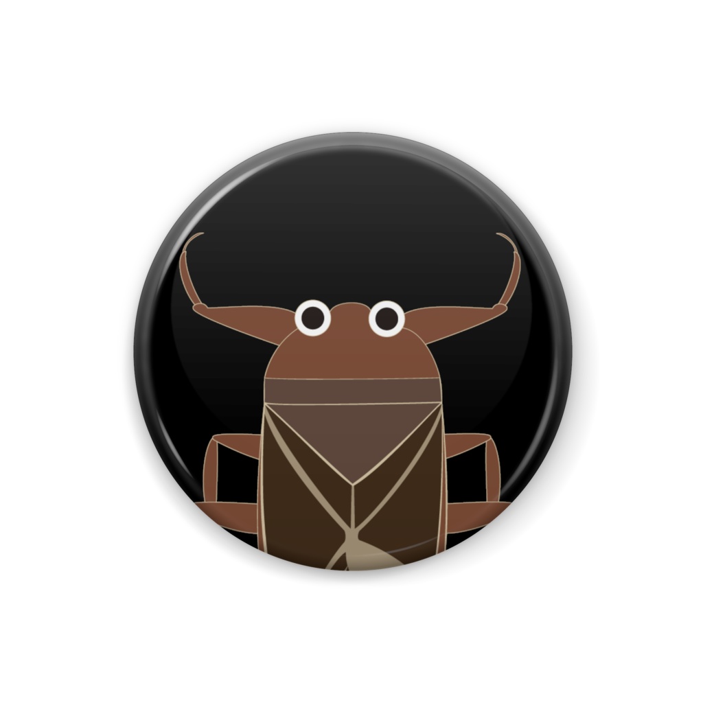 No13-1 缶バッジ、タガメくん、黒色