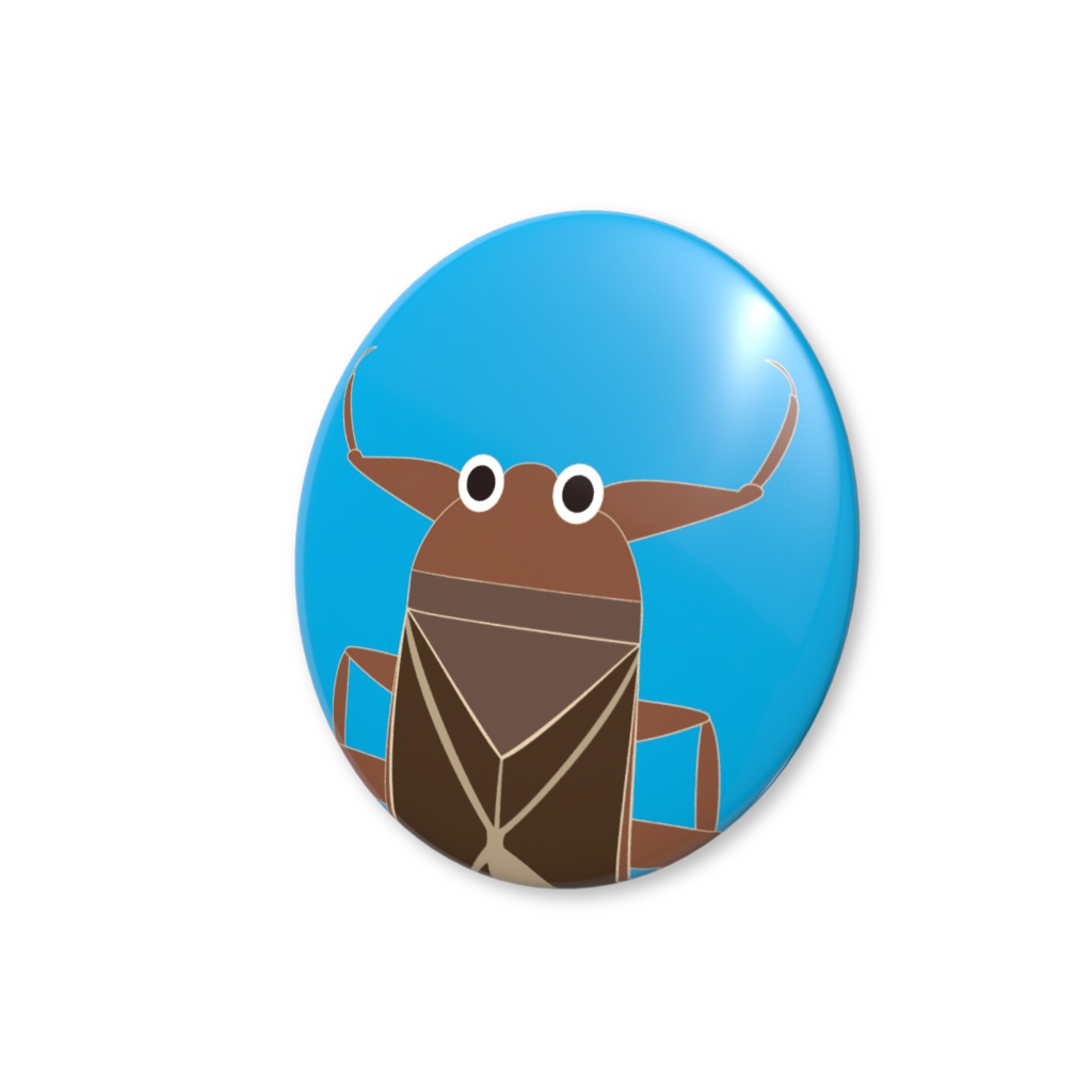 No11-2 缶バッジ(バリュー)、タガメくん、水色