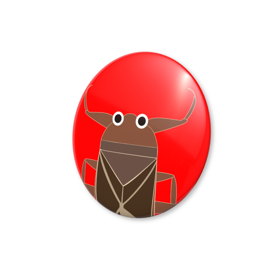 No12-2 缶バッジ(バリュー)、タガメくん、赤色