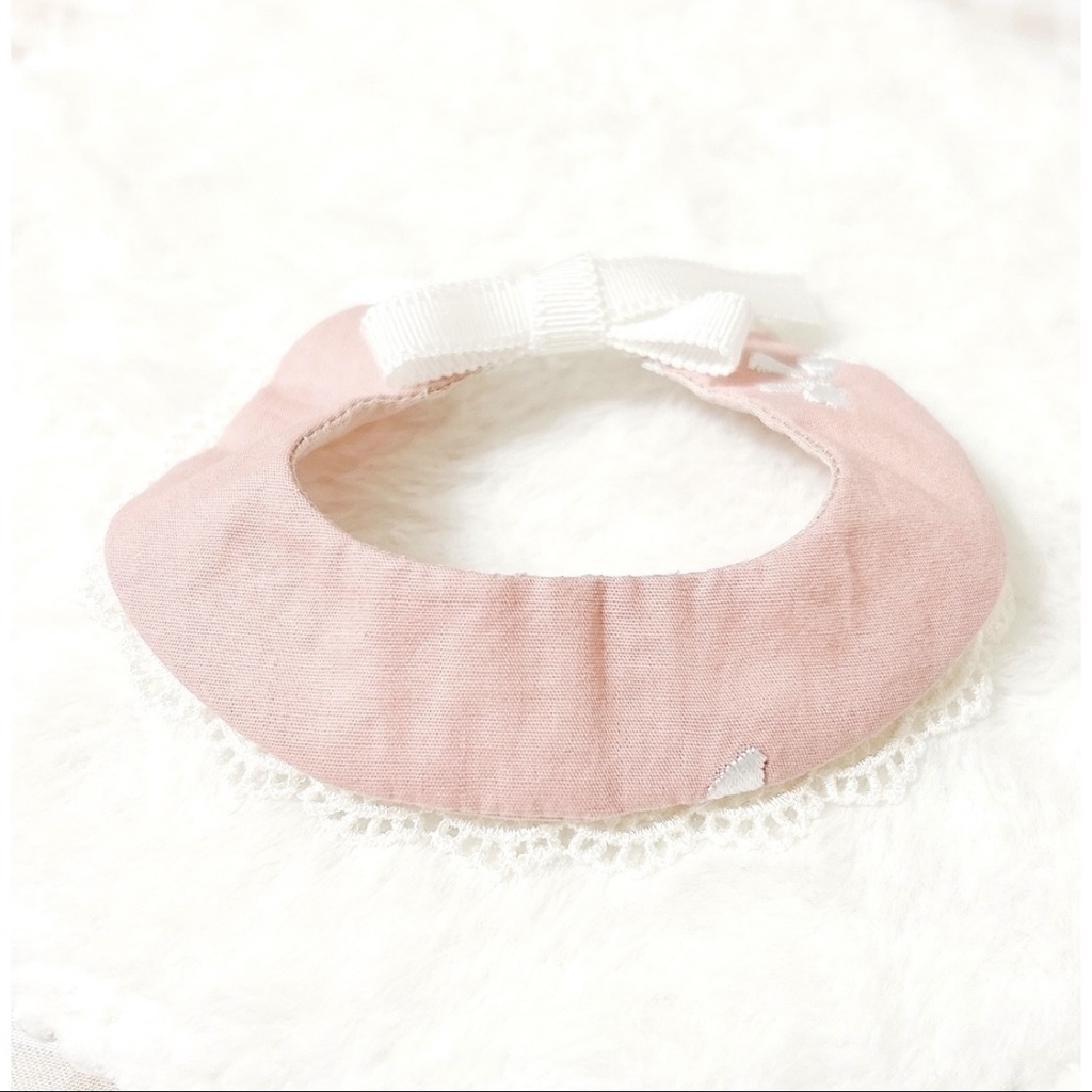 ピンクリボンレース襟