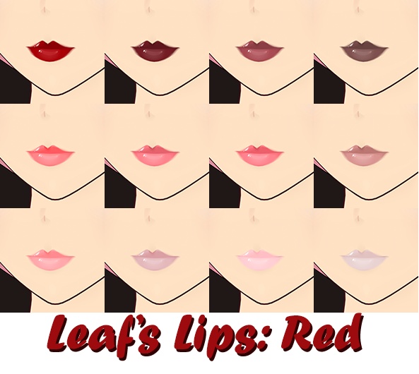 Leaf's Lips: Red Collection (12 Colors!) [VROID]