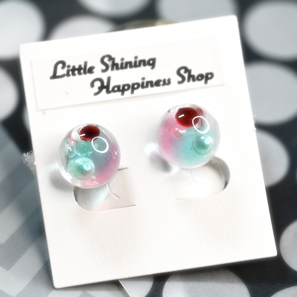 ブルーピンク ノンホールピアス