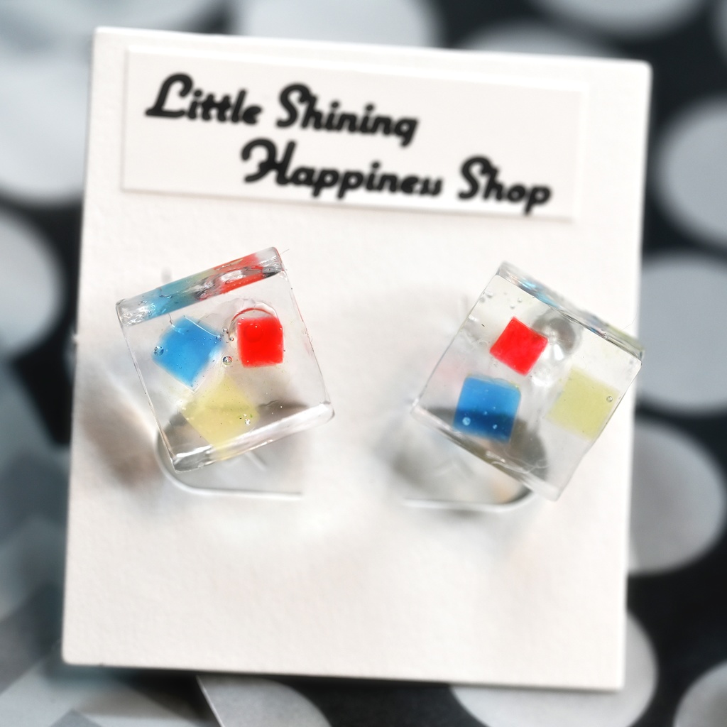 四角クリア ノンホールピアス