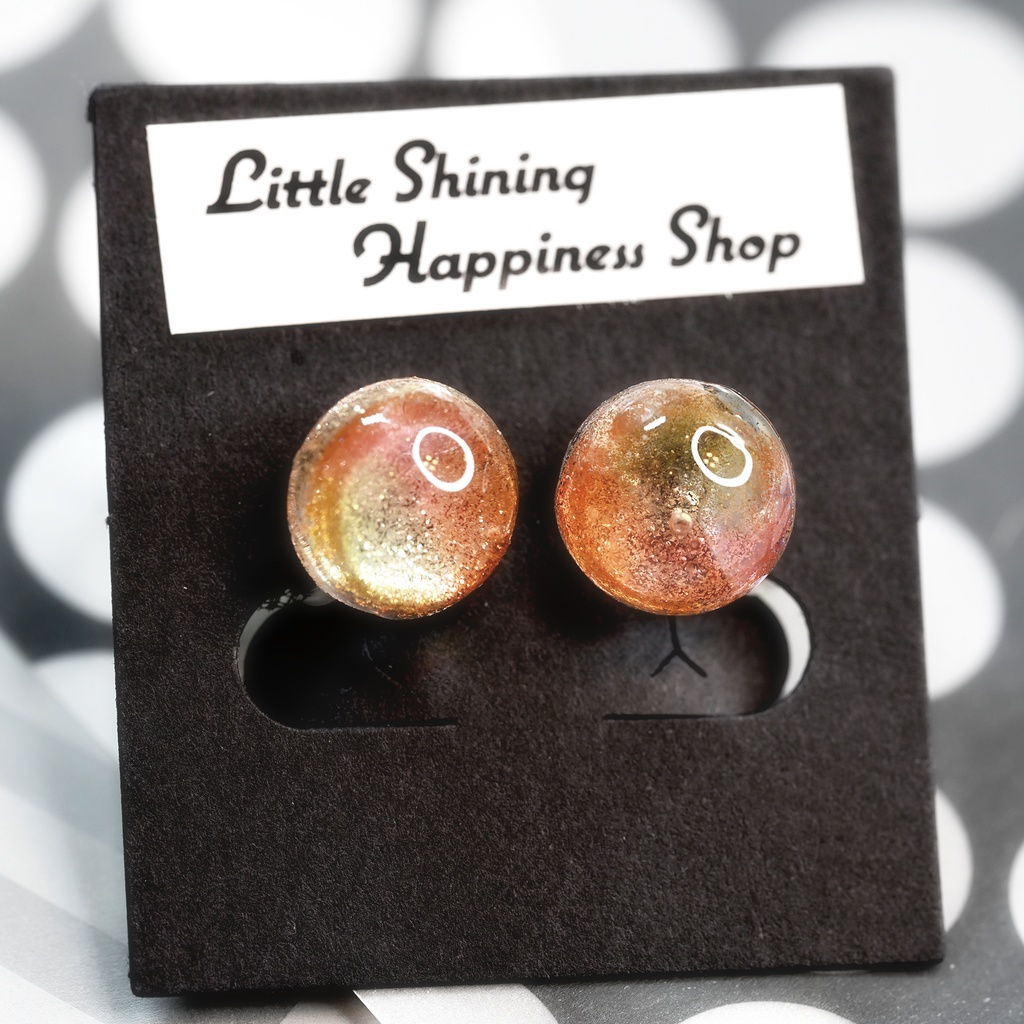 ラメオレンジ ノンホールピアス