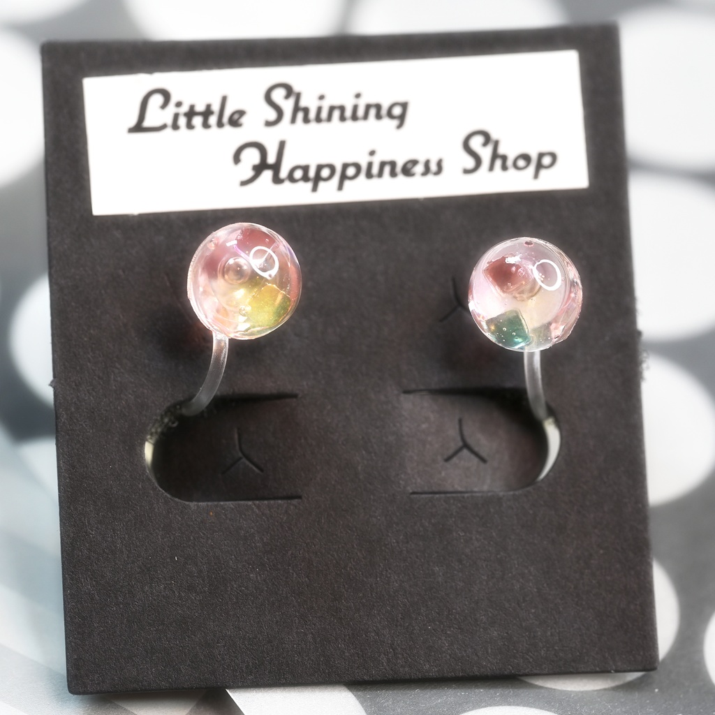 クリアピンクグミ ノンホールピアス