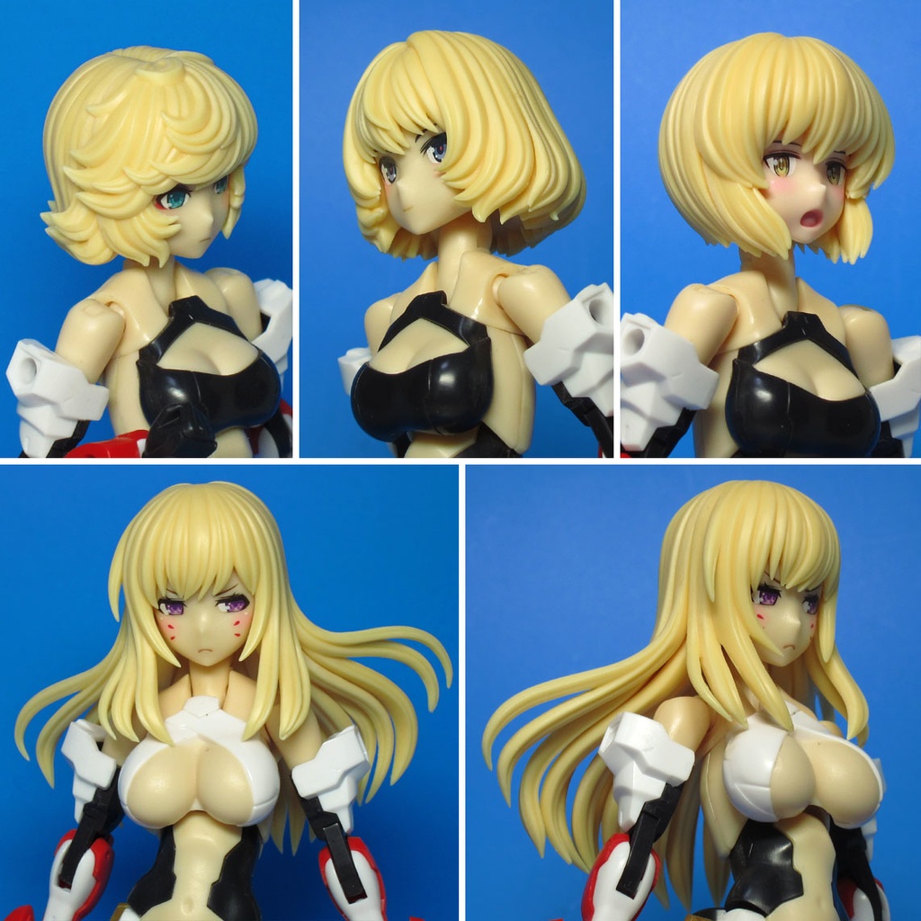 プラモデル　6mm ボールジョイント用 汎用髪パーツセット Vol.2 「メガミデバイス」 ディティールアップパーツ(ガレージキット) 6mmボールジョイント用 汎用髪パーツセットvol.2 - kitfox3d - BOOTH