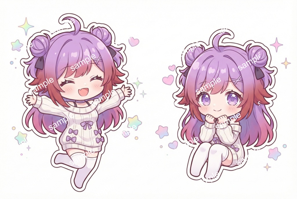 【限定1点】紫髪のお団子ニットちゃん【Vライバーデビューフルセット】