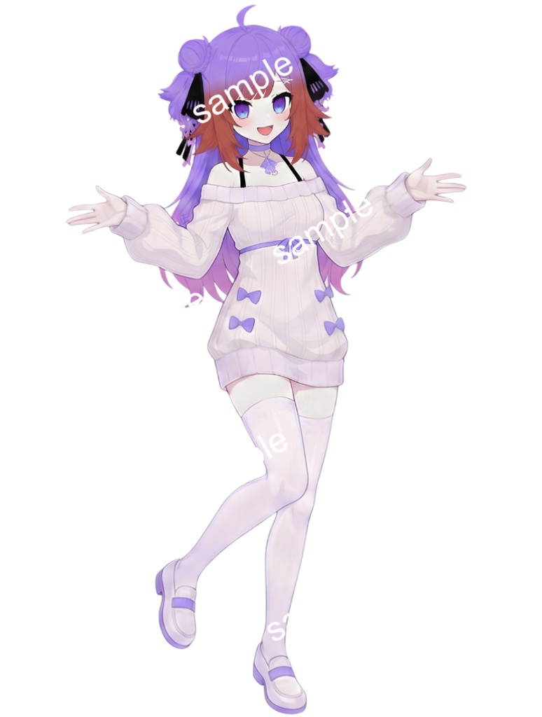 【限定1点】紫髪のお団子ニットちゃん【Vライバーデビューフルセット】