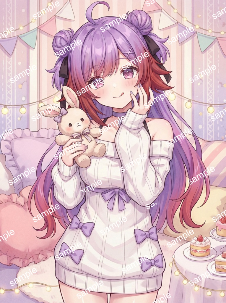 【限定1点】紫髪のお団子ニットちゃん【Vライバーデビューフルセット】