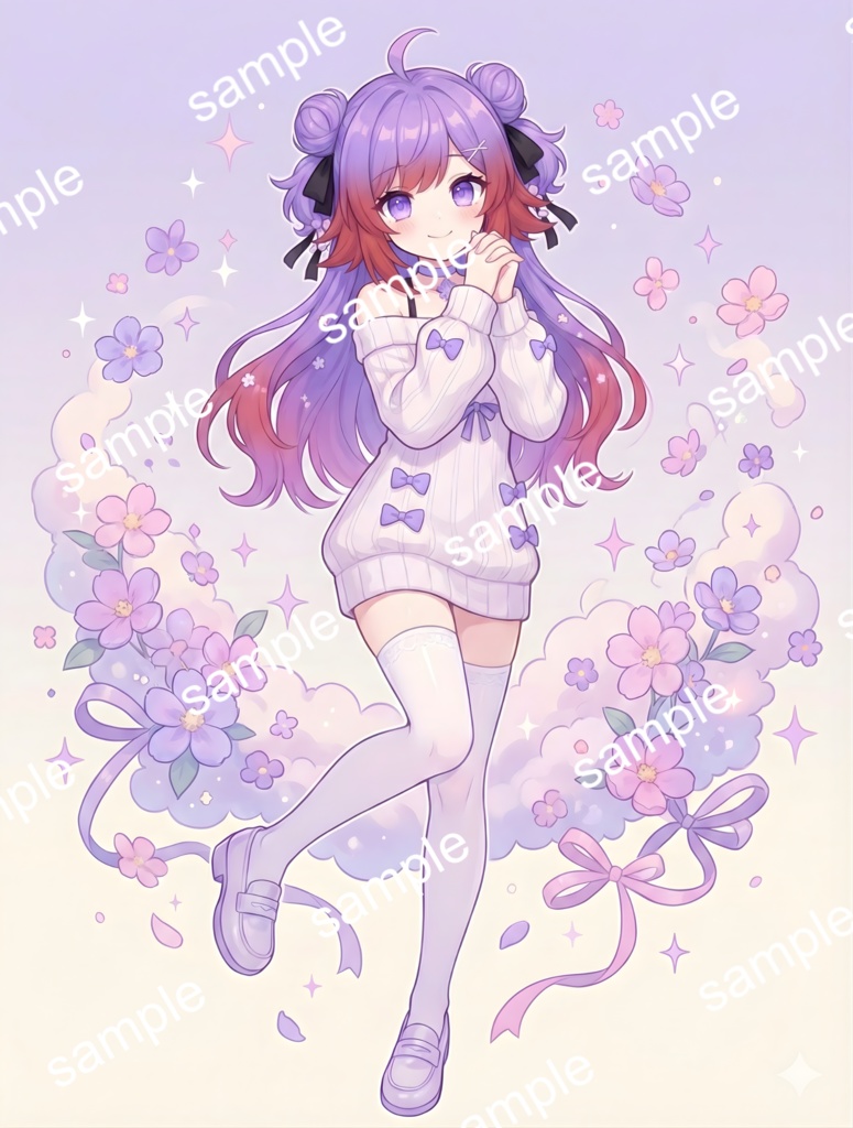 【限定1点】紫髪のお団子ニットちゃん【Vライバーデビューフルセット】