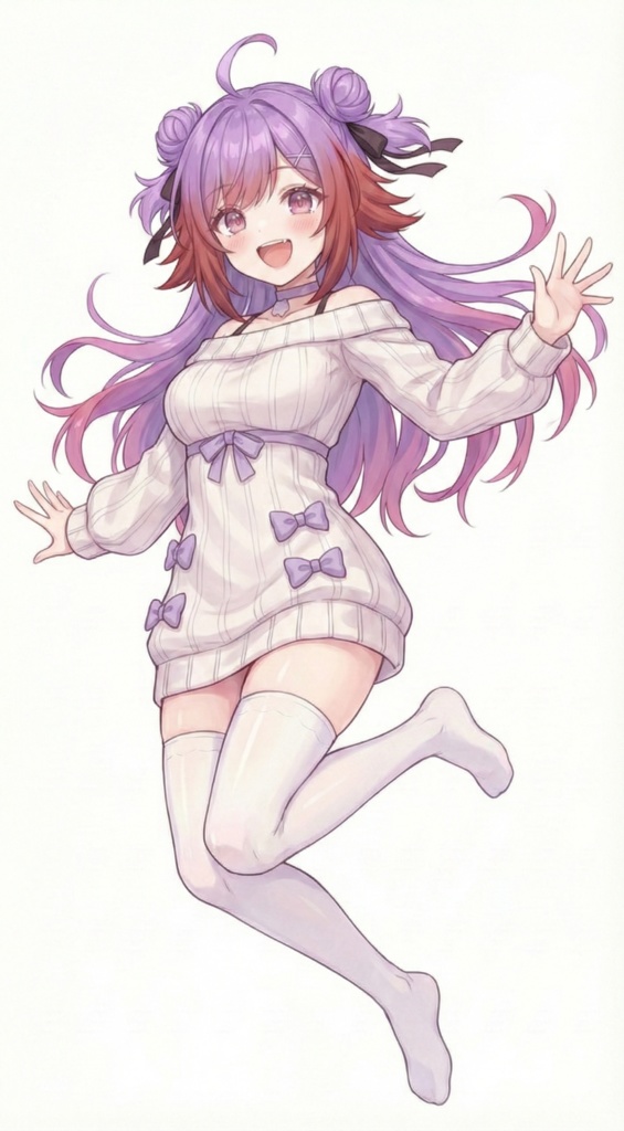 【限定1点】紫髪のお団子ニットちゃん【Vライバーデビューフルセット】