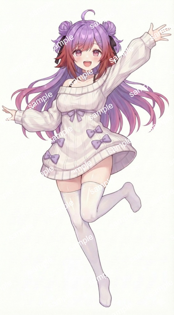 【限定1点】紫髪のお団子ニットちゃん【Vライバーデビューフルセット】