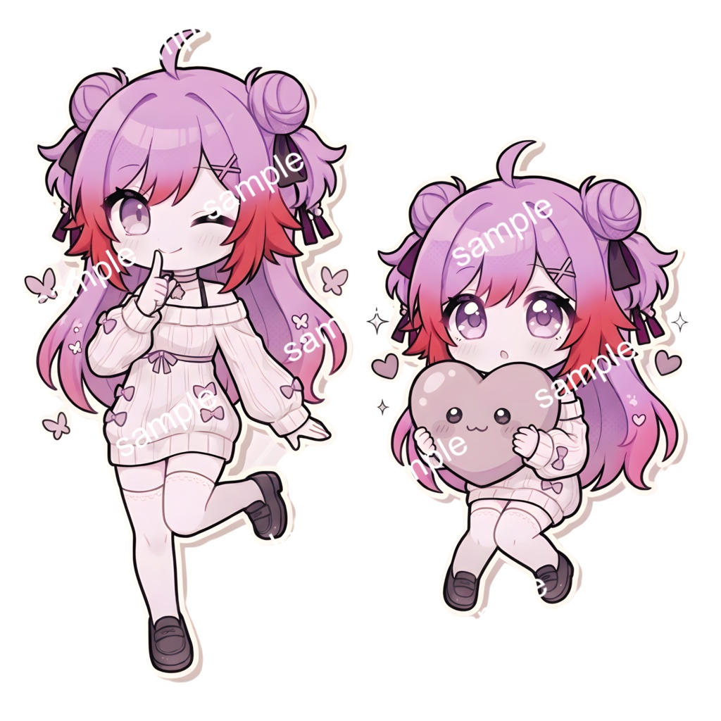 【限定1点】紫髪のお団子ニットちゃん【Vライバーデビューフルセット】