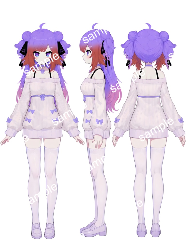 【限定1点】紫髪のお団子ニットちゃん【Vライバーデビューフルセット】