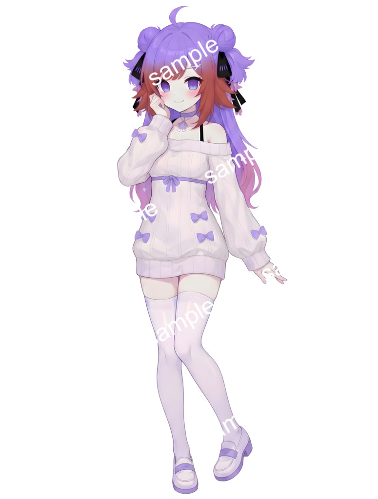 【限定1点】紫髪のお団子ニットちゃん【Vライバーデビューフルセット】