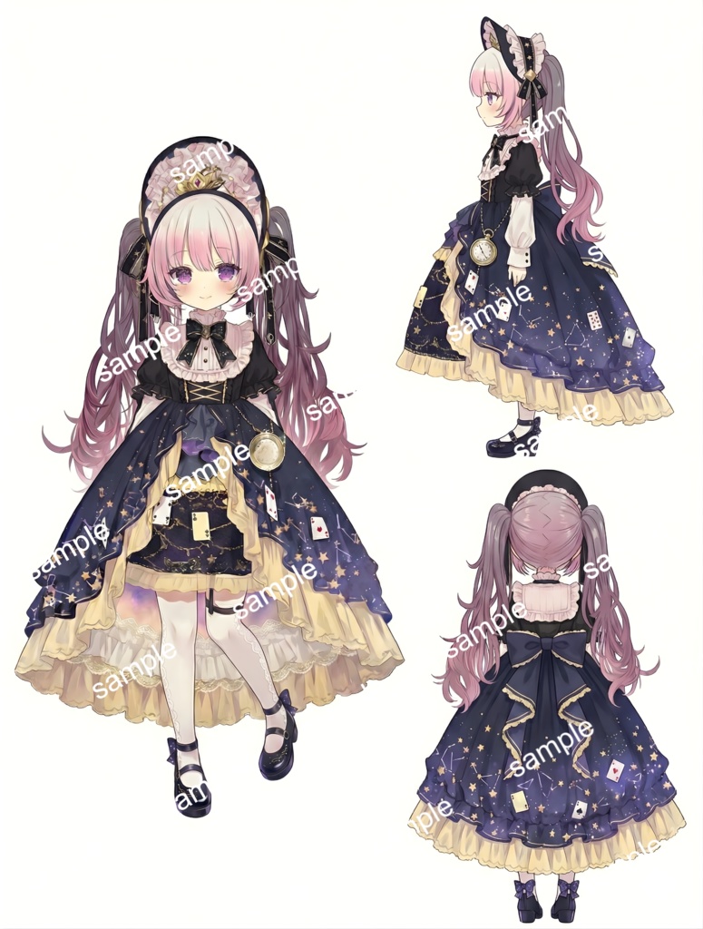 【限定1点】星空のメイドちゃん【Vライバーデビューフルセット/立ち絵・三面図・一枚絵】