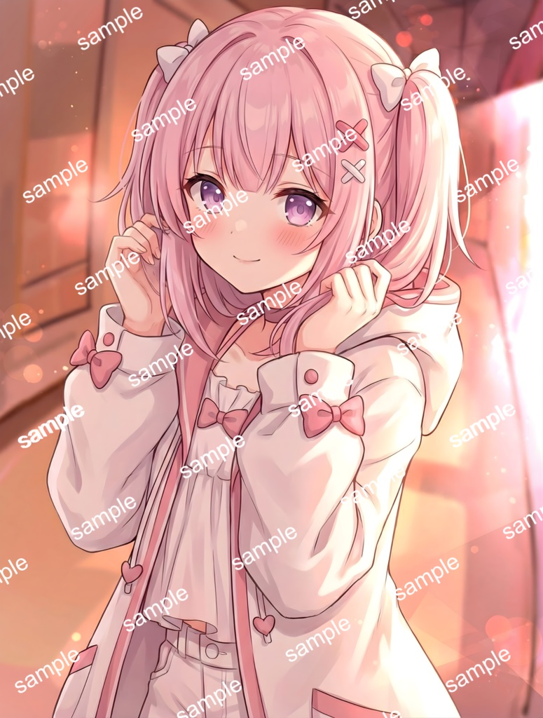 【限定1点】恋するシュガーピンクと白パーカーちゃん【Vライバーデビューフルセット/立ち絵・三面図・一枚絵】