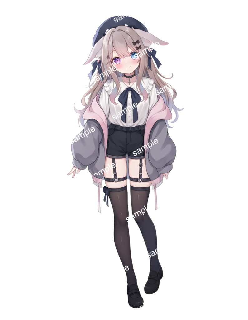 【限定1点】猫耳ベレーとハーネスちゃん【Vライバーデビューフルセット】