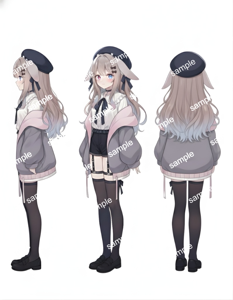 【限定1点】猫耳ベレーとハーネスちゃん【Vライバーデビューフルセット】