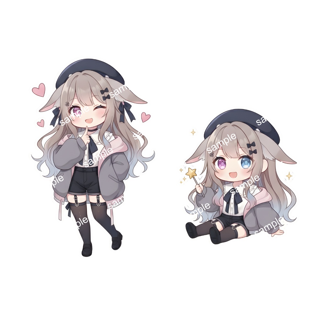 【限定1点】猫耳ベレーとハーネスちゃん【Vライバーデビューフルセット】