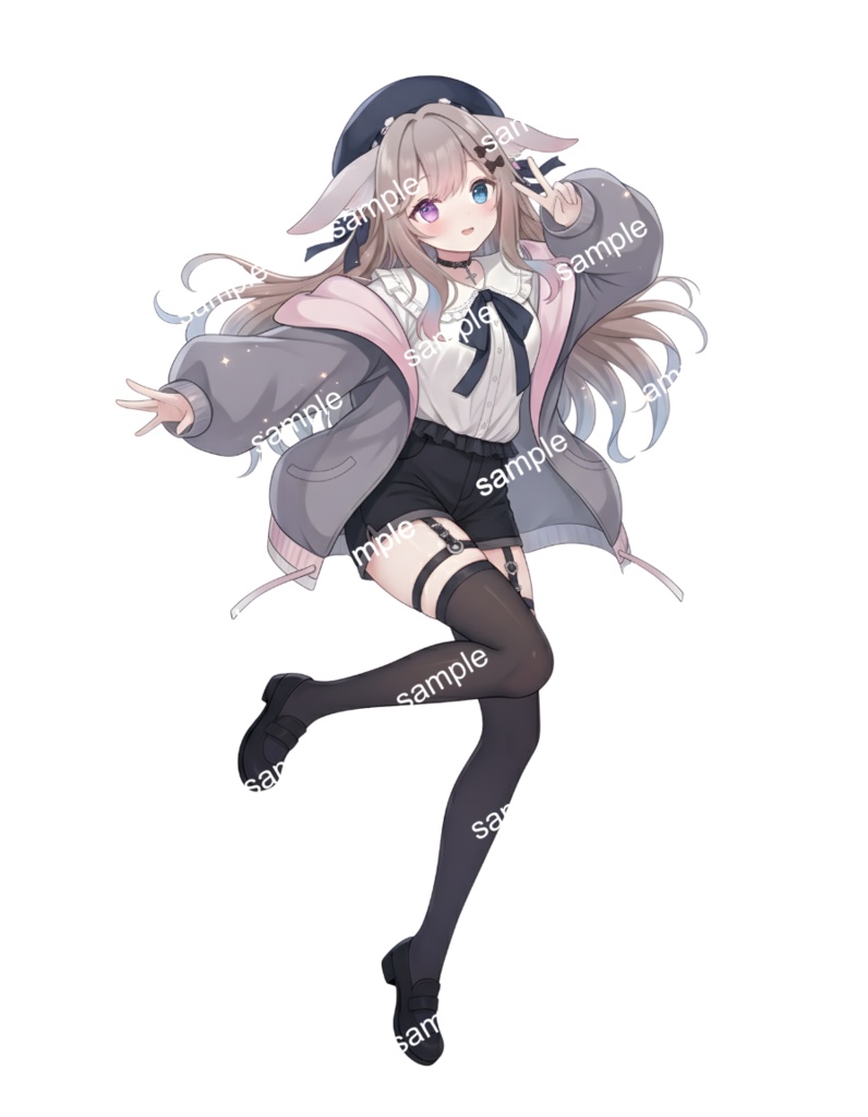 【限定1点】猫耳ベレーとハーネスちゃん【Vライバーデビューフルセット】