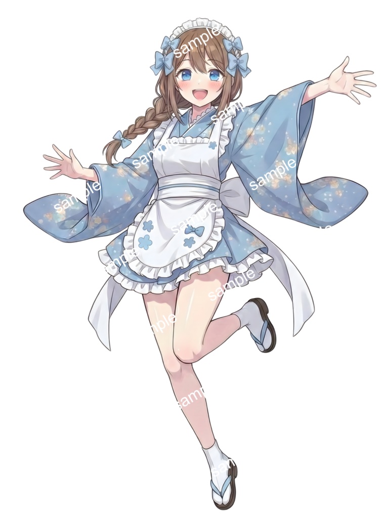 【限定1点】青着物の和装メイドちゃん【Vライバーデビューフルセット】