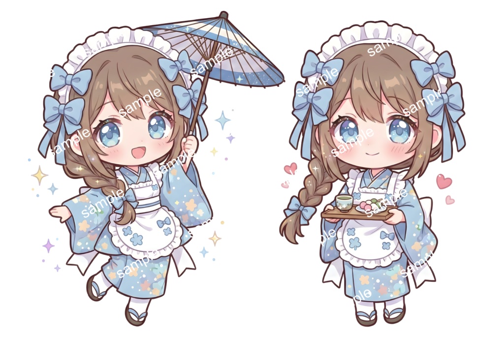 【限定1点】青着物の和装メイドちゃん【Vライバーデビューフルセット】