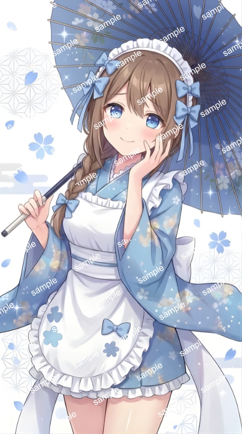 【限定1点】青着物の和装メイドちゃん【Vライバーデビューフルセット】