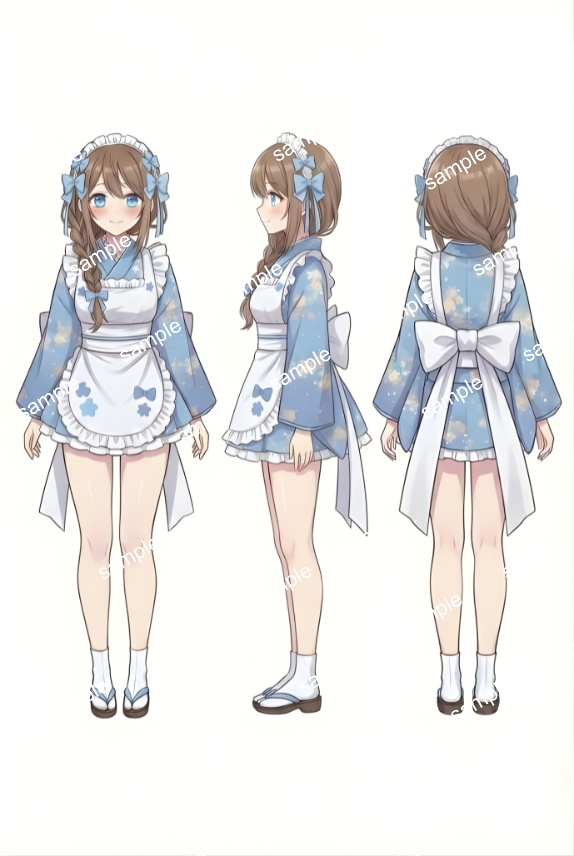 【限定1点】青着物の和装メイドちゃん【Vライバーデビューフルセット】