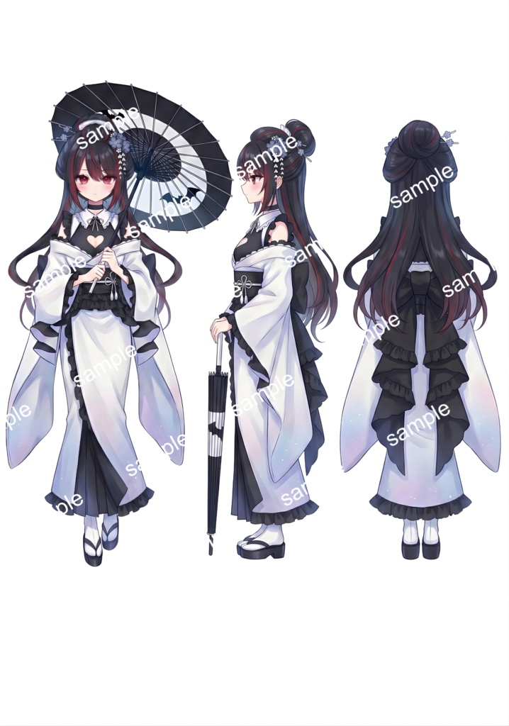 【限定1点】白黒着物の和風ゴスロリちゃん【Vライバーデビューフルセット】