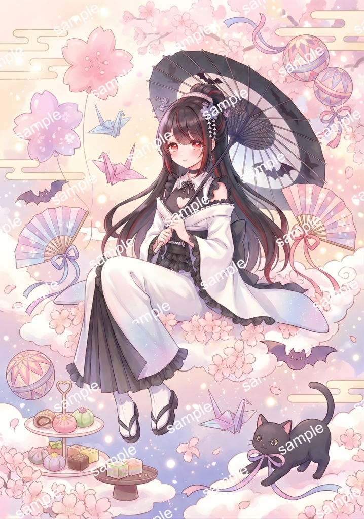 【限定1点】白黒着物の和風ゴスロリちゃん【Vライバーデビューフルセット】