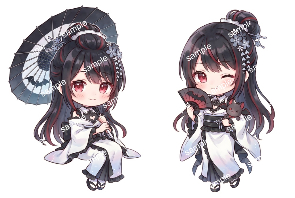 【限定1点】白黒着物の和風ゴスロリちゃん【Vライバーデビューフルセット】