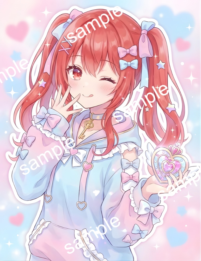 【限定1点】パステルパーカーの赤髪ツインテちゃん【Vライバーデビューフルセット】