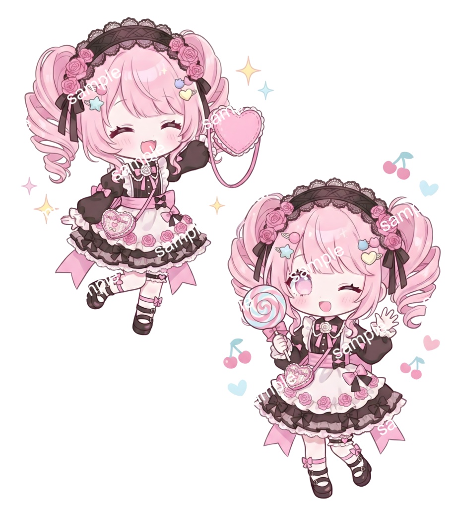 【限定1点】黒ピンクメイドのツインテちゃん【Vライバーデビューフルセット】