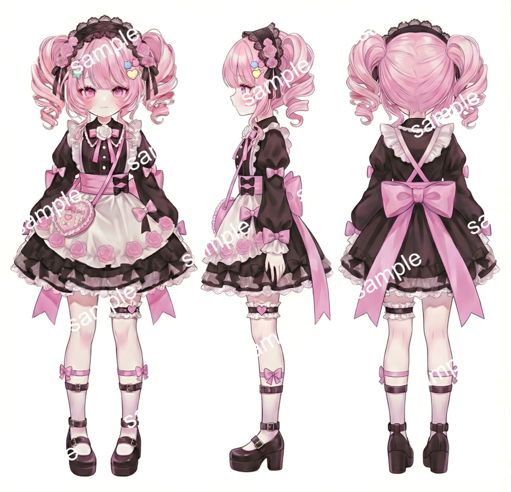 【限定1点】黒ピンクメイドのツインテちゃん【Vライバーデビューフルセット】