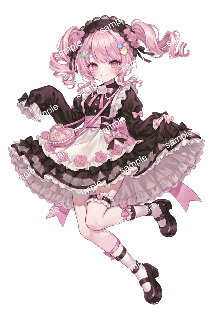 【限定1点】黒ピンクメイドのツインテちゃん【Vライバーデビューフルセット】