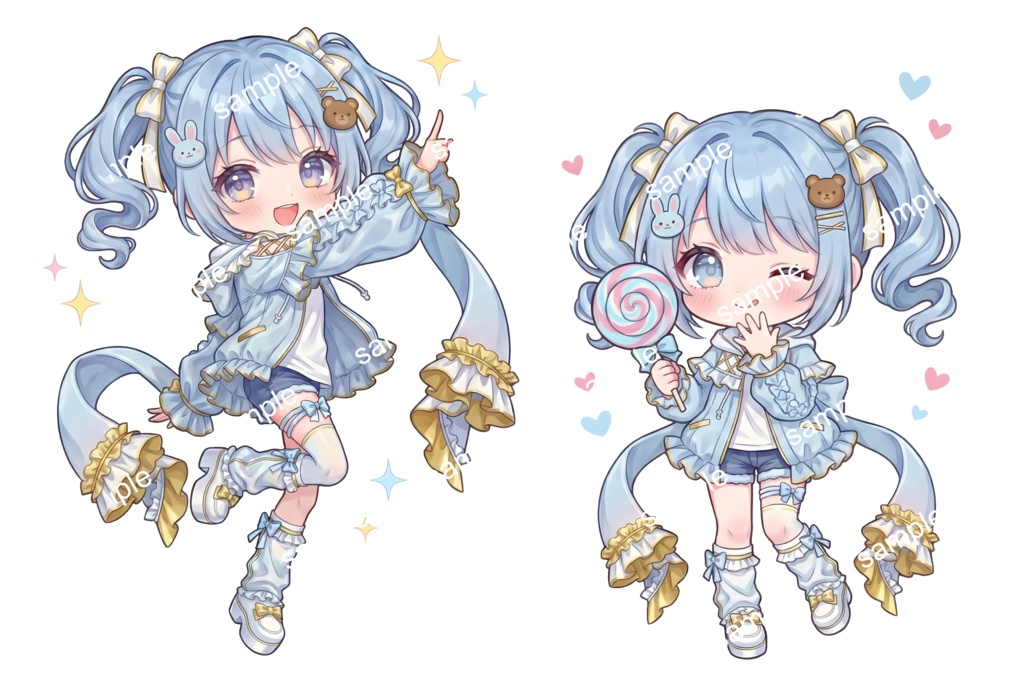 【限定1点】水色パーカーとヘッドホンちゃん【Vライバーデビューフルセット】