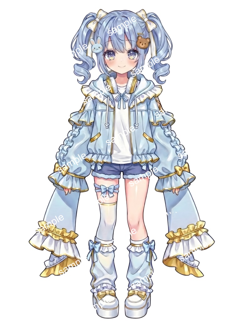 【限定1点】水色パーカーとヘッドホンちゃん【Vライバーデビューフルセット】