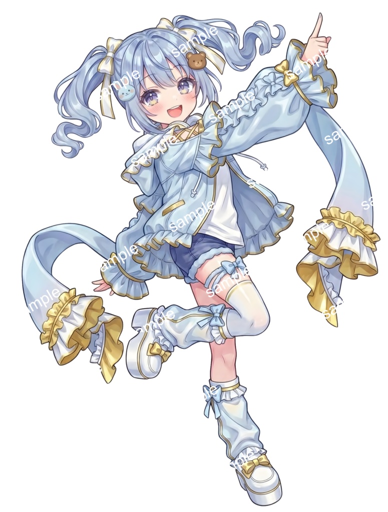 【限定1点】水色パーカーとヘッドホンちゃん【Vライバーデビューフルセット】