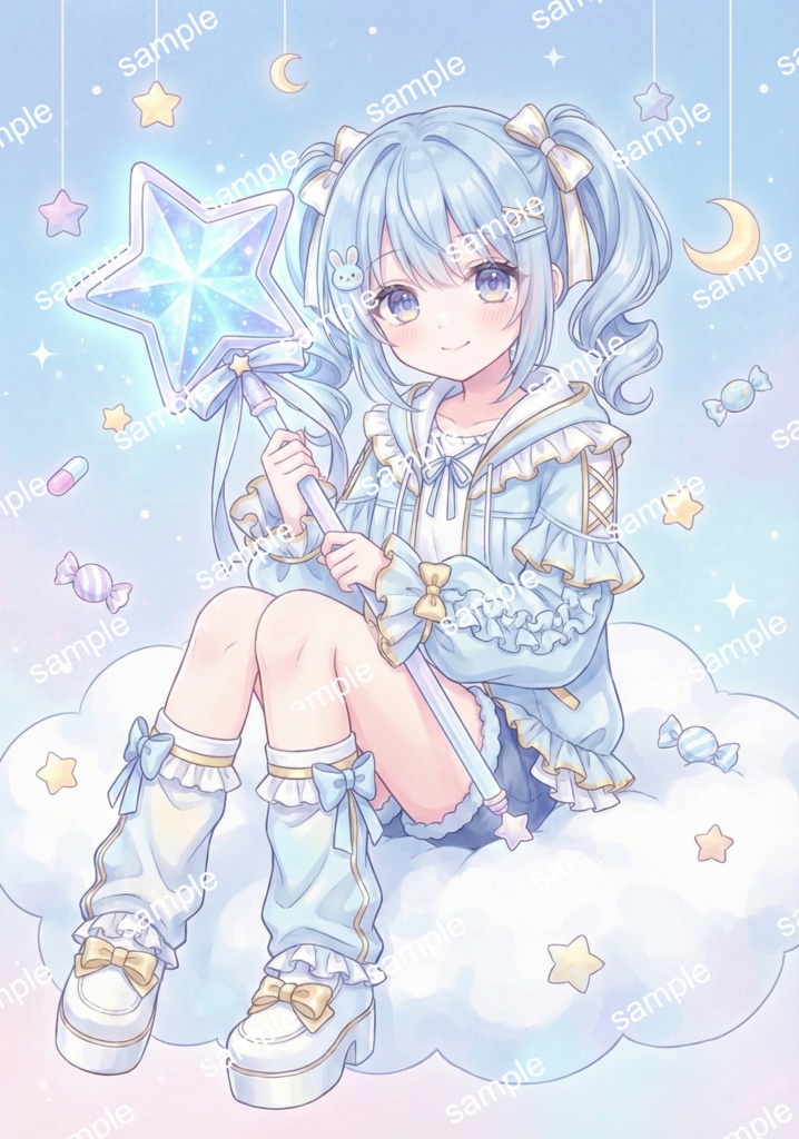 【限定1点】水色パーカーとヘッドホンちゃん【Vライバーデビューフルセット】