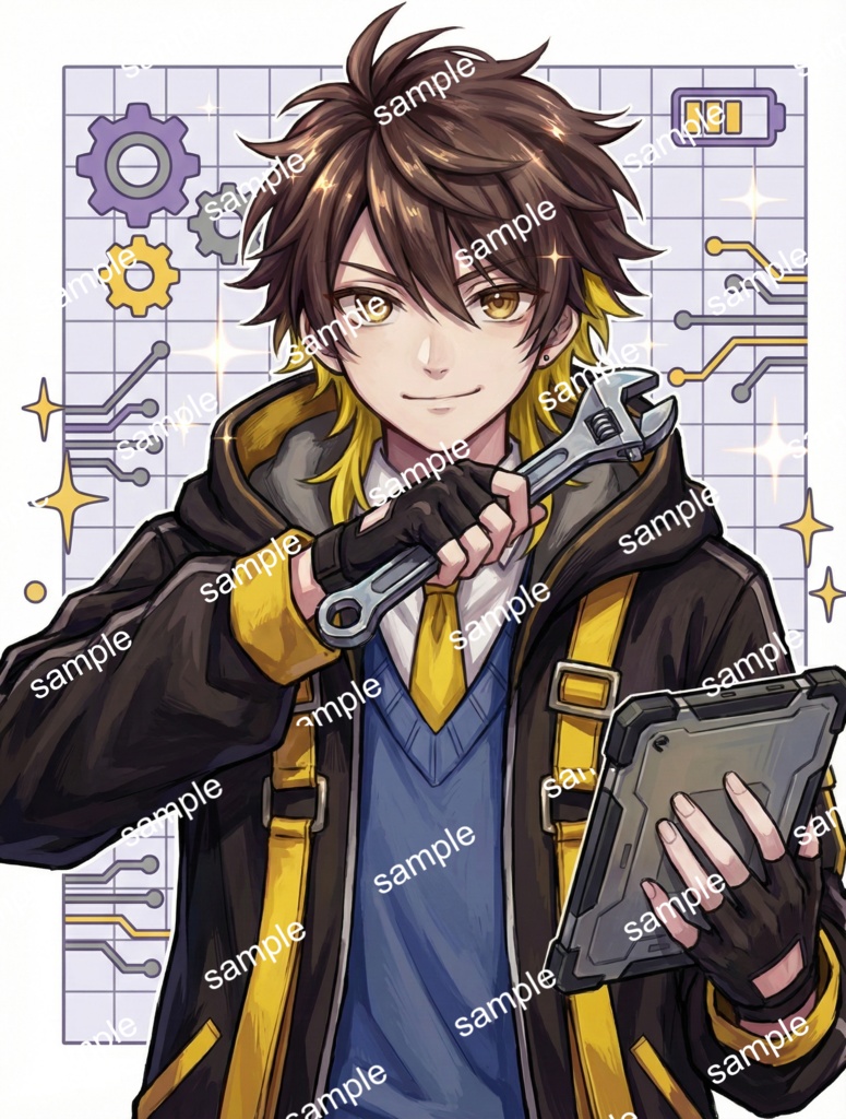 【限定1点】黄色メッシュのストリート制服男子【Vライバーデビューフルセット】