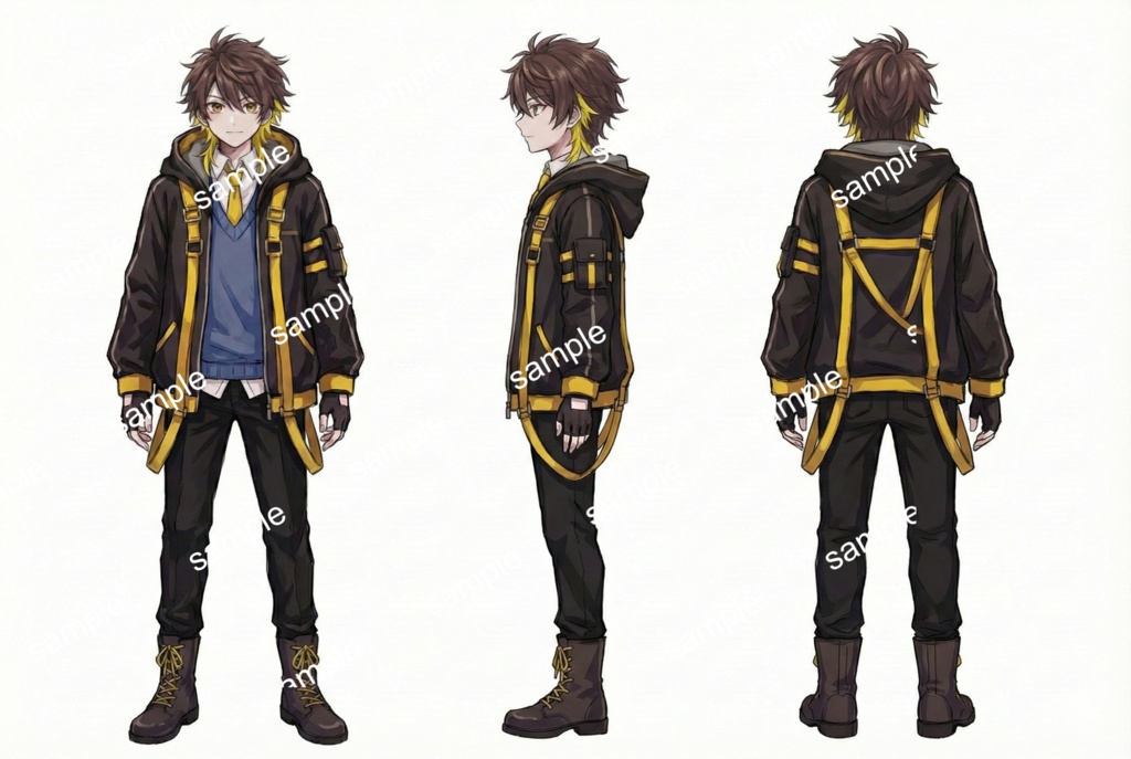 【限定1点】黄色メッシュのストリート制服男子【Vライバーデビューフルセット】