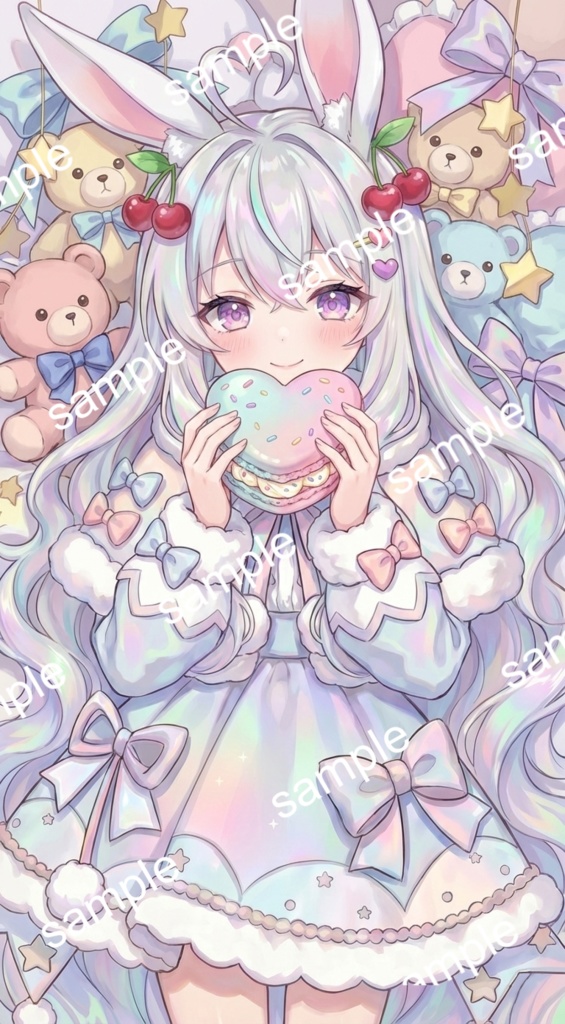 【限定1点】オーロラ髪のサクランボ白ウサギちゃん【Vライバーデビューフルセット】