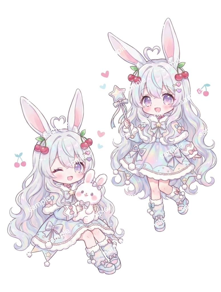 【限定1点】オーロラ髪のサクランボ白ウサギちゃん【Vライバーデビューフルセット】