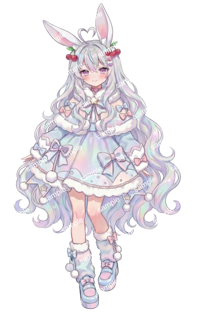 【限定1点】オーロラ髪のサクランボ白ウサギちゃん【Vライバーデビューフルセット】